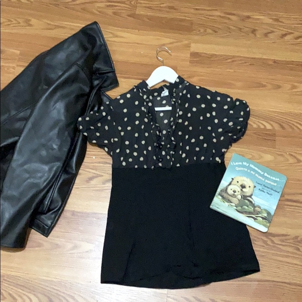 Libian Tan and black mini dress